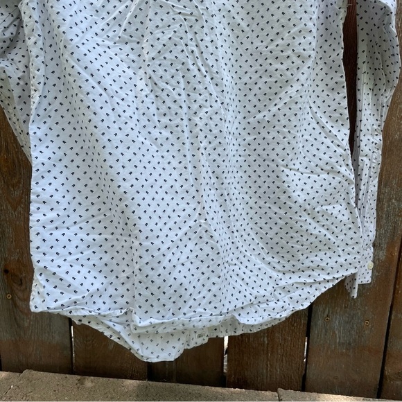 GOODFELLOW Men’s Casual White Navy Chevron Long Sleeve Button Down Size Small - Picture 10 of 12